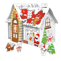 HKM-734931 3D DIY Paper Puzzle Set for Kids - Christmas House Coloring and Assembly Fun