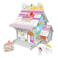 HKM-734931 3D DIY Paper Puzzle Set for Kids - Christmas House Coloring and Assembly Fun