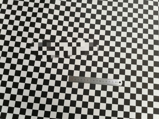 HKM-735187 Black and White Checked Artificial Leather Fabric for Wall Decoration and Upholstery