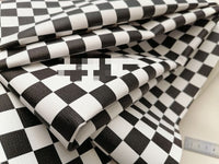 HKM-735187 Black and White Checked Artificial Leather Fabric for Wall Decoration and Upholstery