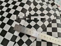 HKM-735187 Black and White Checked Artificial Leather Fabric for Wall Decoration and Upholstery