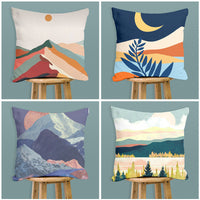 HKM-735315 Creative Digital Print Mountain Landscape Pillowcase - Modern Polyester Cushion Cover 45x45cm