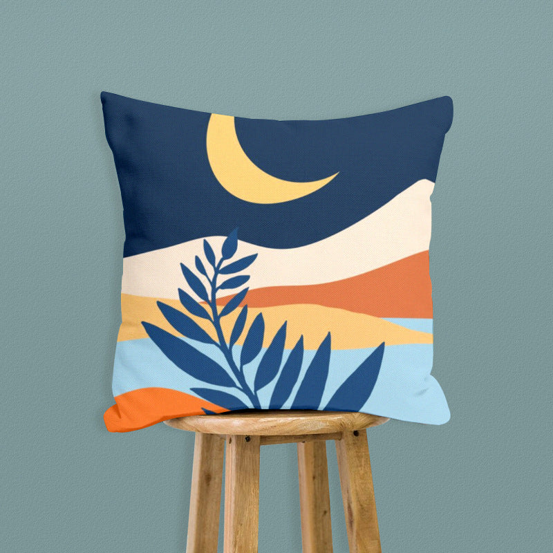 HKM-735315 Creative Digital Print Mountain Landscape Pillowcase - Modern Polyester Cushion Cover 45x45cm