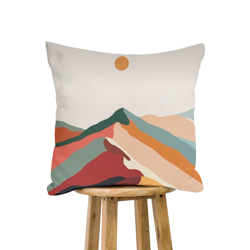 HKM-735315 Creative Digital Print Mountain Landscape Pillowcase - Modern Polyester Cushion Cover 45x45cm