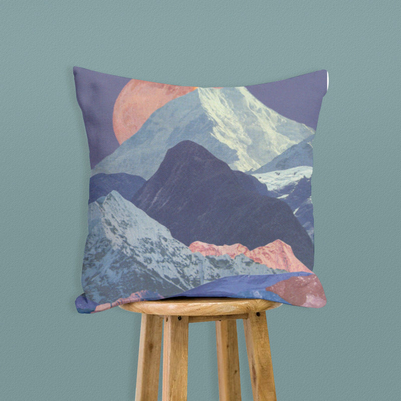 HKM-735315 Creative Digital Print Mountain Landscape Pillowcase - Modern Polyester Cushion Cover 45x45cm