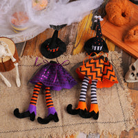 HKM-735315 Halloween Witch Hat Bottle Cover with Long Legs - Handmade Polyester Ornament