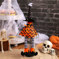 HKM-735315 Halloween Witch Hat Bottle Cover with Long Legs - Handmade Polyester Ornament