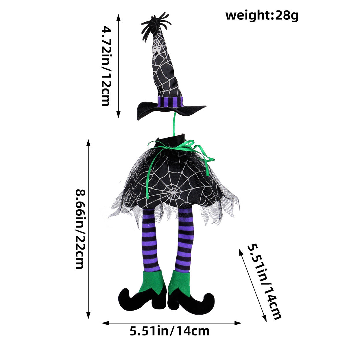 HKM-735315 Halloween Witch Hat Bottle Cover with Long Legs - Handmade Polyester Ornament