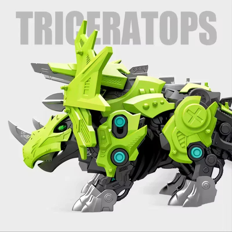 STEM Educational DIY Assembling Electric Triceratops Dinosaur Building Toy for Ages 2 and Up