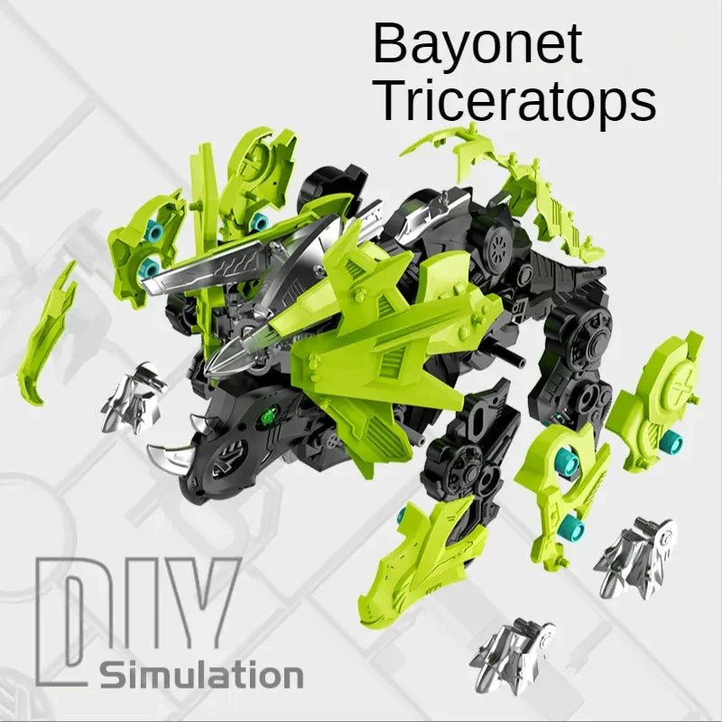 STEM Educational DIY Assembling Electric Triceratops Dinosaur Building Toy for Ages 2 and Up