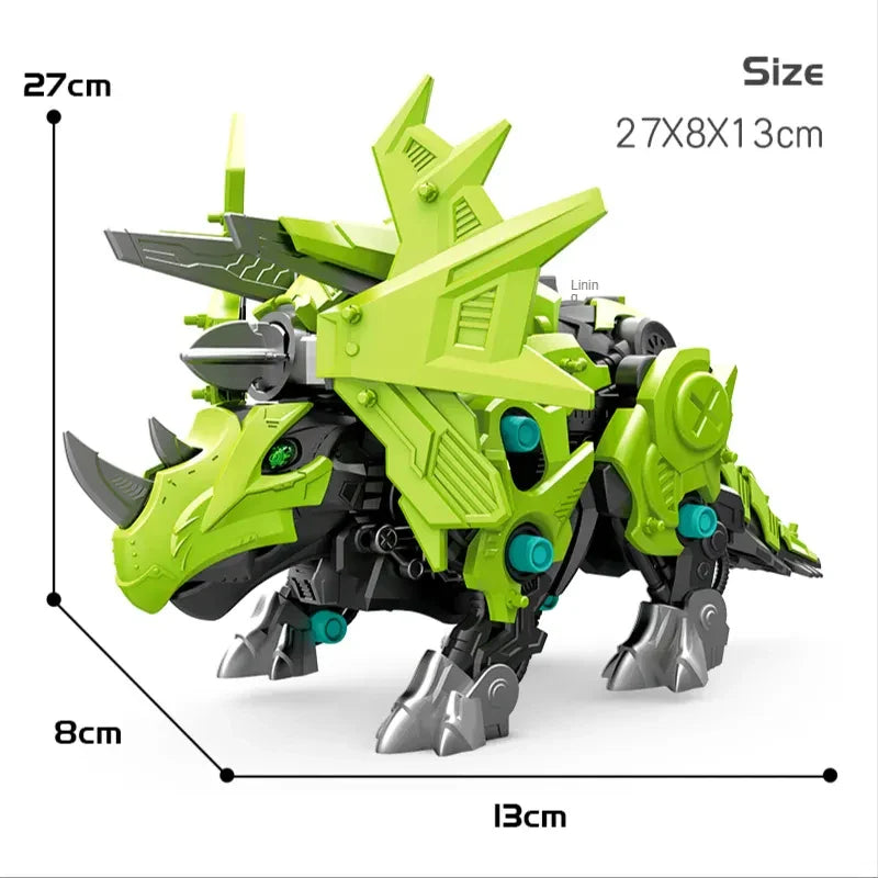 STEM Educational DIY Assembling Electric Triceratops Dinosaur Building Toy for Ages 2 and Up