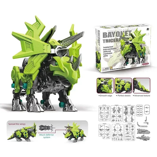 STEM Educational DIY Assembling Electric Triceratops Dinosaur Building Toy for Ages 2 and Up