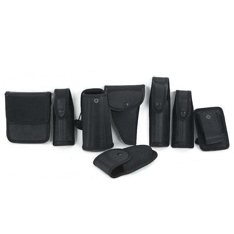HKM-735379 Multi-Function Tactical Belt - 8-Piece Outdoor Canvas Set with Adjustable Buckles and Convenience Pouches