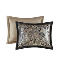 HKM-735507 12 Piece Black Comforter Set with Cotton Bed Sheets for Full Size Beds