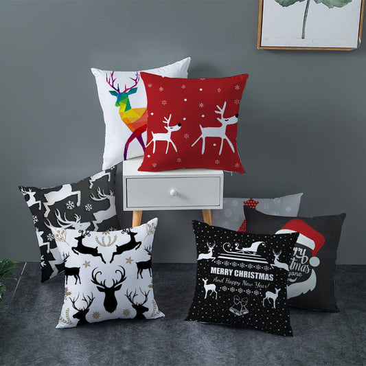 HKM-735571 Christmas-Themed Soft Peach Skin Cushion Cover 45x45 cm for Home Decoration