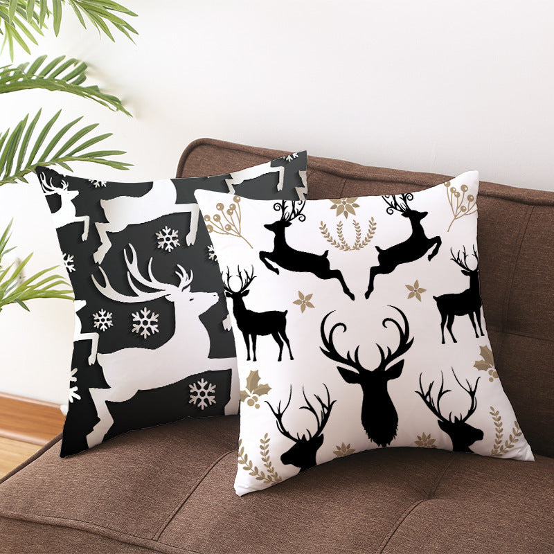 HKM-735571 Christmas-Themed Soft Peach Skin Cushion Cover 45x45 cm for Home Decoration