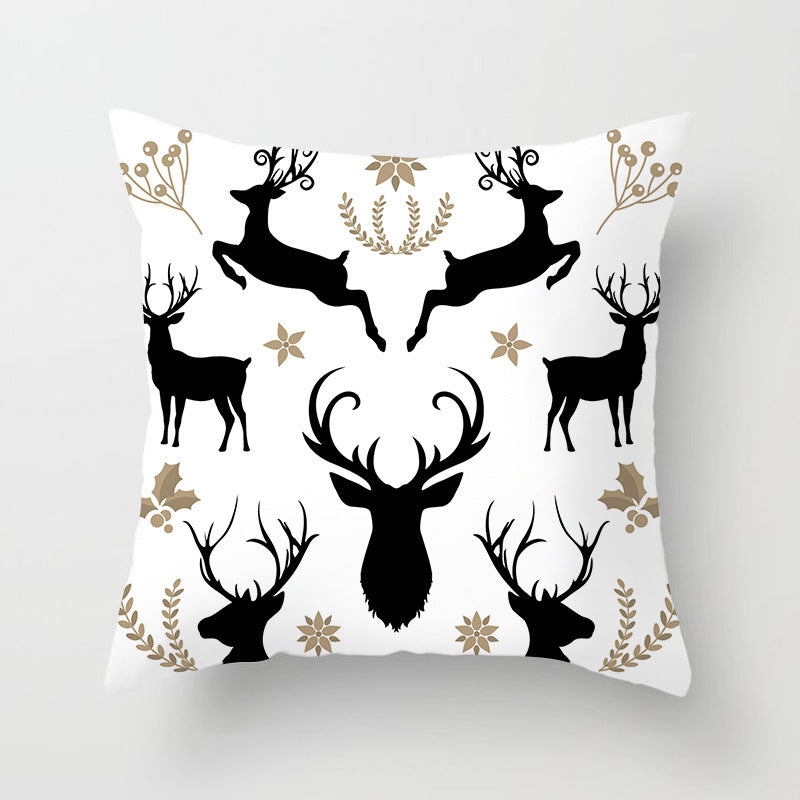 HKM-735571 Christmas-Themed Soft Peach Skin Cushion Cover 45x45 cm for Home Decoration