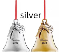 HKM-735635 Elegant Metal Christmas Bell Pendant - Modern Geometric Design in Silver and Gold, Decorative Souvenir Ornaments