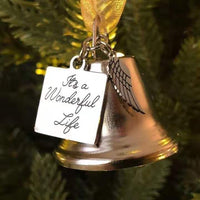 HKM-735635 Elegant Metal Christmas Bell Pendant - Modern Geometric Design in Silver and Gold, Decorative Souvenir Ornaments