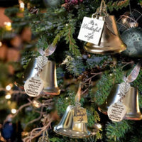 HKM-735635 Elegant Metal Christmas Bell Pendant - Modern Geometric Design in Silver and Gold, Decorative Souvenir Ornaments