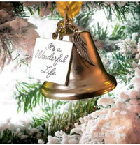 HKM-735635 Elegant Metal Christmas Bell Pendant - Modern Geometric Design in Silver and Gold, Decorative Souvenir Ornaments