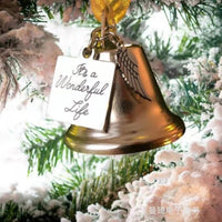 HKM-735635 Elegant Metal Christmas Bell Pendant - Modern Geometric Design in Silver and Gold, Decorative Souvenir Ornaments