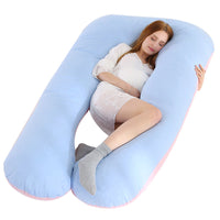 HKM-735635 U-Shaped Color Matching Belly Support Pillow for Pregnant Women - 125cm x 72cm