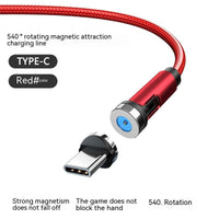 HKM-735891 3-in-1 Magnetic Data Cable - 540° Rotating, Type-C, Micro USB & 8PIN Compatibility, 1m & 2m Lengths