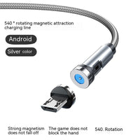 HKM-735891 3-in-1 Magnetic Data Cable - 540° Rotating, Type-C, Micro USB & 8PIN Compatibility, 1m & 2m Lengths