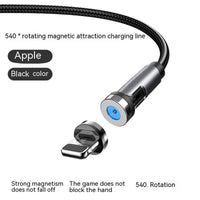 HKM-735891 3-in-1 Magnetic Data Cable - 540° Rotating, Type-C, Micro USB & 8PIN Compatibility, 1m & 2m Lengths
