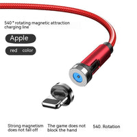 HKM-735891 3-in-1 Magnetic Data Cable - 540° Rotating, Type-C, Micro USB & 8PIN Compatibility, 1m & 2m Lengths