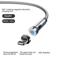 HKM-735891 3-in-1 Magnetic Data Cable - 540° Rotating, Type-C, Micro USB & 8PIN Compatibility, 1m & 2m Lengths
