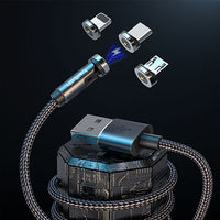 HKM-735891 3-in-1 Magnetic Data Cable - 540° Rotating, Type-C, Micro USB & 8PIN Compatibility, 1m & 2m Lengths