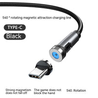 HKM-735891 3-in-1 Magnetic Data Cable - 540° Rotating, Type-C, Micro USB & 8PIN Compatibility, 1m & 2m Lengths