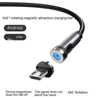 HKM-735891 3-in-1 Magnetic Data Cable - 540° Rotating, Type-C, Micro USB & 8PIN Compatibility, 1m & 2m Lengths