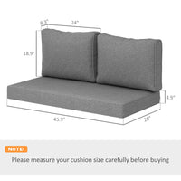 HKM-735891 Thick Gray Outdoor Loveseat Cushion Set with Removable Covers - 2 Seat Patio Replacement Cushions