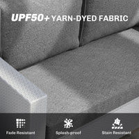 HKM-735891 Thick Gray Outdoor Loveseat Cushion Set with Removable Covers - 2 Seat Patio Replacement Cushions
