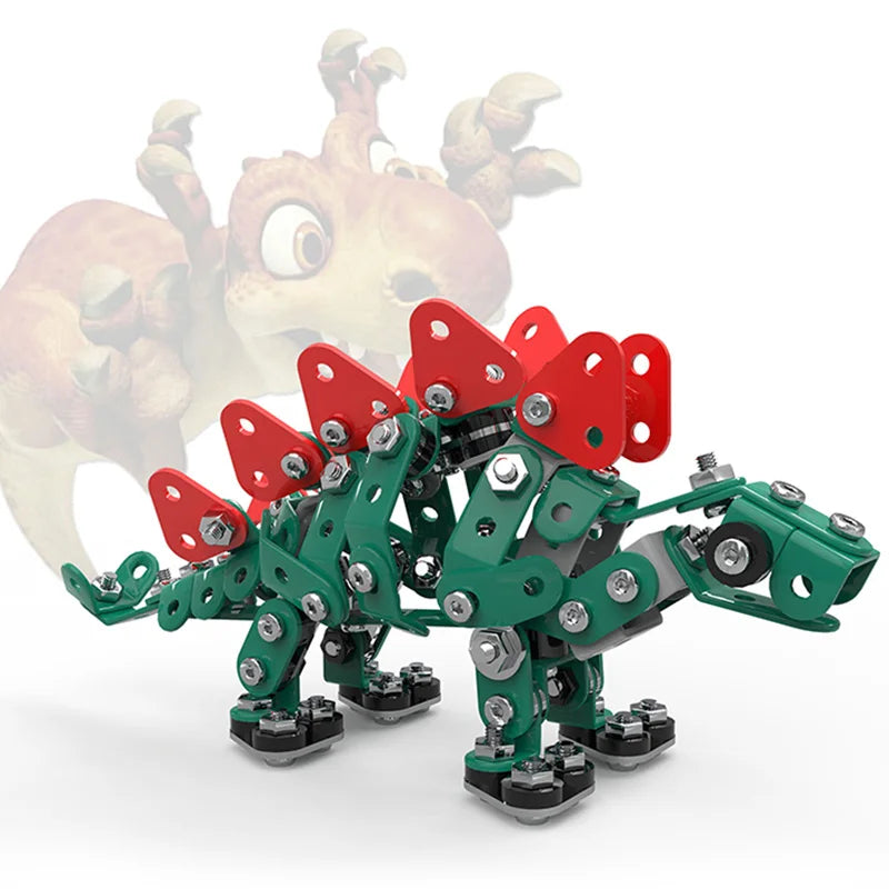 HKM-736083 Stainless Steel 3D Dinosaur Puzzle Blocks Toy Set for DIY Assembly - Educational Building Fun for All Ages