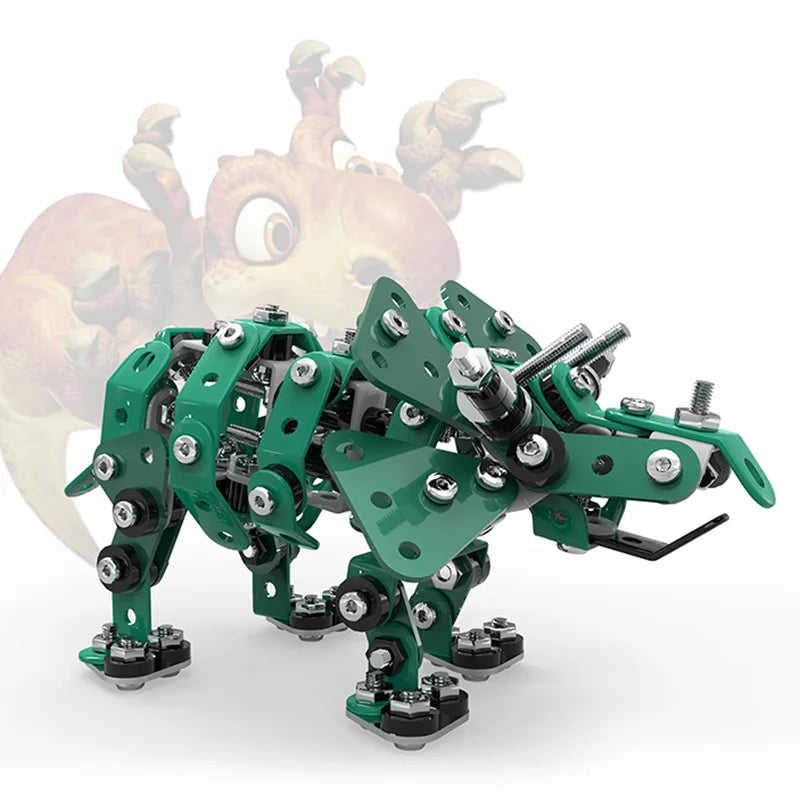 HKM-736083 Stainless Steel 3D Dinosaur Puzzle Blocks Toy Set for DIY Assembly - Educational Building Fun for All Ages
