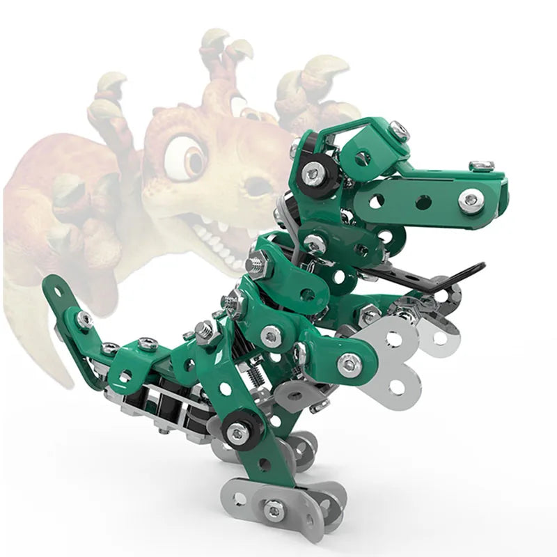 HKM-736083 Stainless Steel 3D Dinosaur Puzzle Blocks Toy Set for DIY Assembly - Educational Building Fun for All Ages