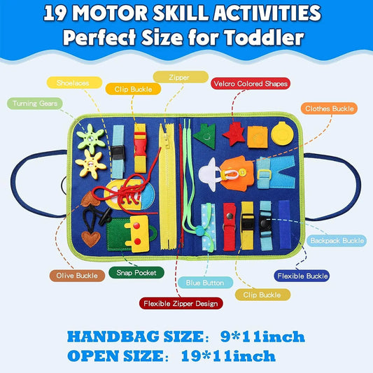 HKM-736147 Dinosaur Sensory Busy Board for Toddlers - Montessori Educational Toy for Ages 0-7