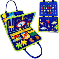 HKM-736147 Dinosaur Sensory Busy Board for Toddlers - Montessori Educational Toy for Ages 0-7