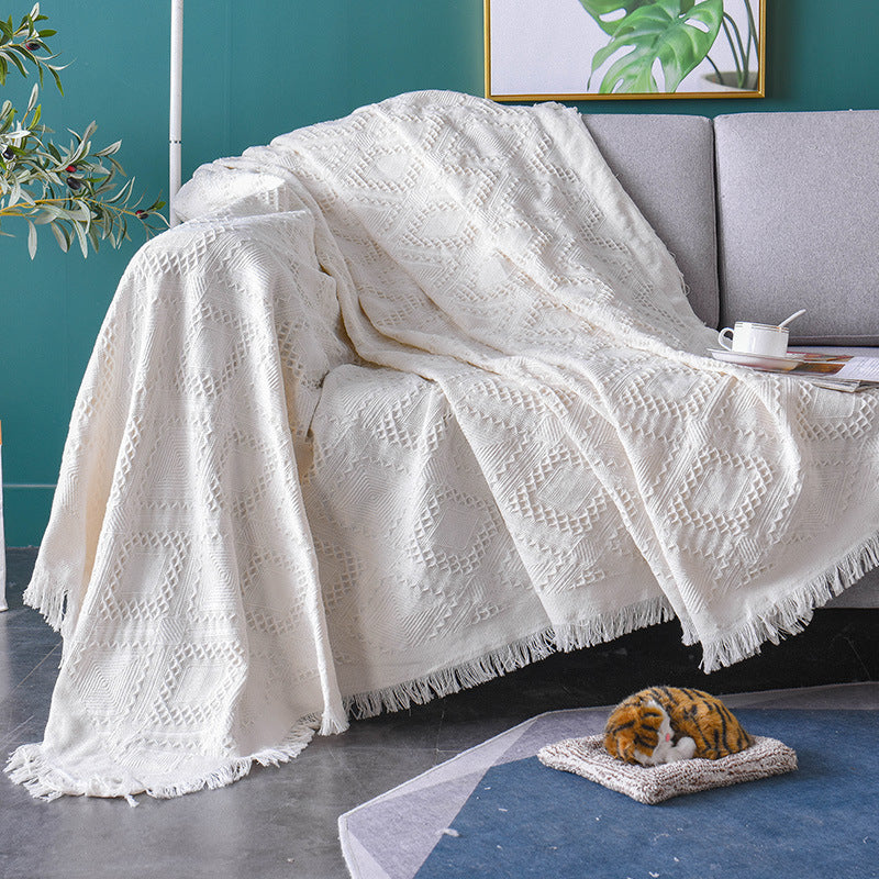 HKM-736339 Chenille Cotton Slipcover for Full Sofa with Blanket Cushion Cover in Various Colors