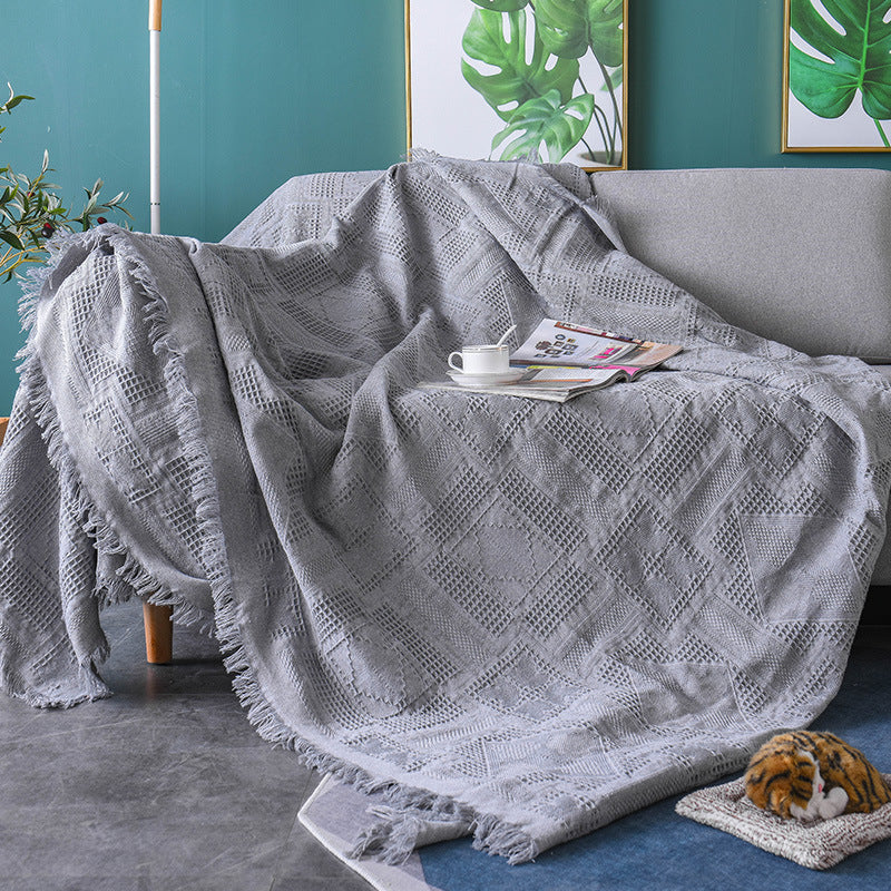 HKM-736339 Chenille Cotton Slipcover for Full Sofa with Blanket Cushion Cover in Various Colors