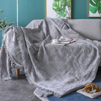 HKM-736339 Chenille Cotton Slipcover for Full Sofa with Blanket Cushion Cover in Various Colors