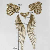 HKM-736339 Gold Glitter Embroidered Fabric Patch for Dance and Wedding Dress Decoration
