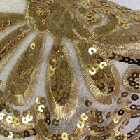 HKM-736339 Gold Glitter Embroidered Fabric Patch for Dance and Wedding Dress Decoration