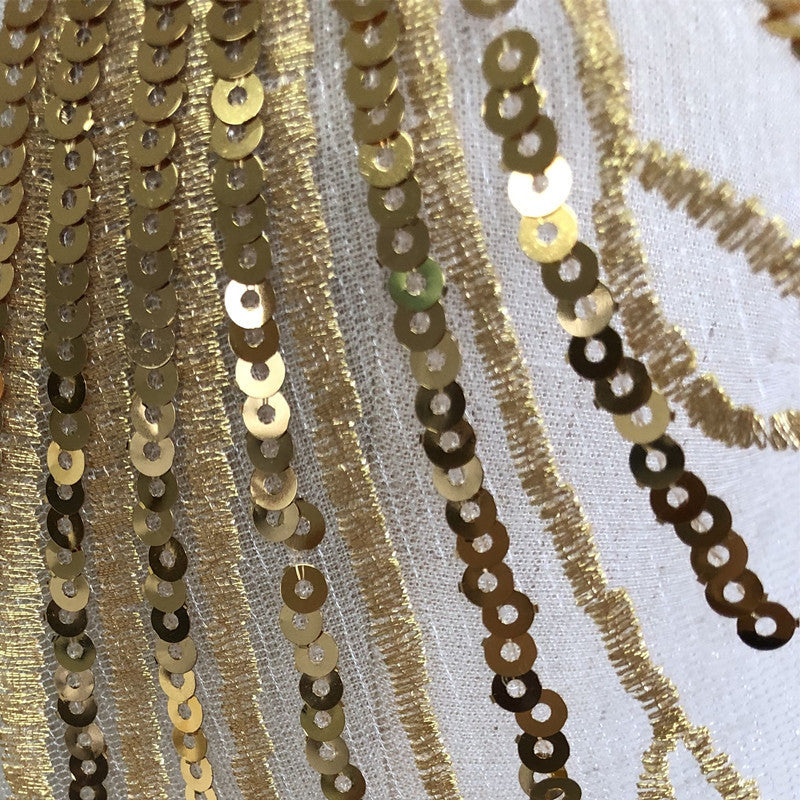 HKM-736339 Gold Glitter Embroidered Fabric Patch for Dance and Wedding Dress Decoration