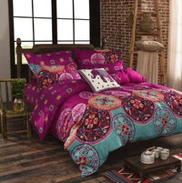 HKM-736659 Elegant Three-Piece Ethnic Polyester Bedding Set in Various Sizes