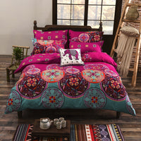HKM-736659 Elegant Three-Piece Ethnic Polyester Bedding Set in Various Sizes
